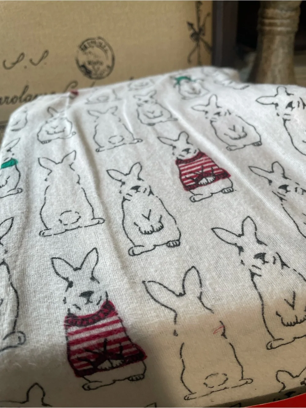 Decor white cotton Flannel bunny rabbit King Sheet Set new